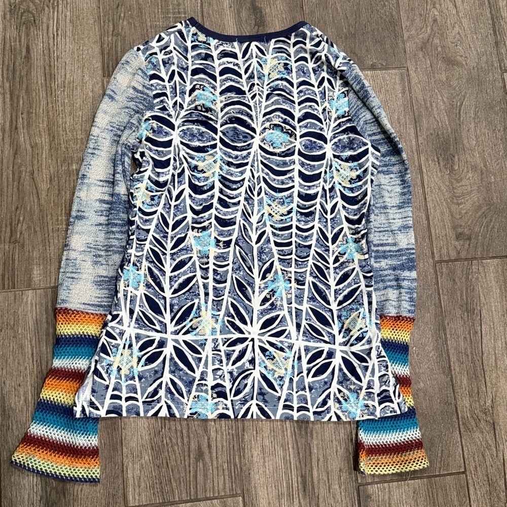 Custo Barcelona Y2K Long Knit Sleeved Patterned Tunic Top - Picture 5 of 5